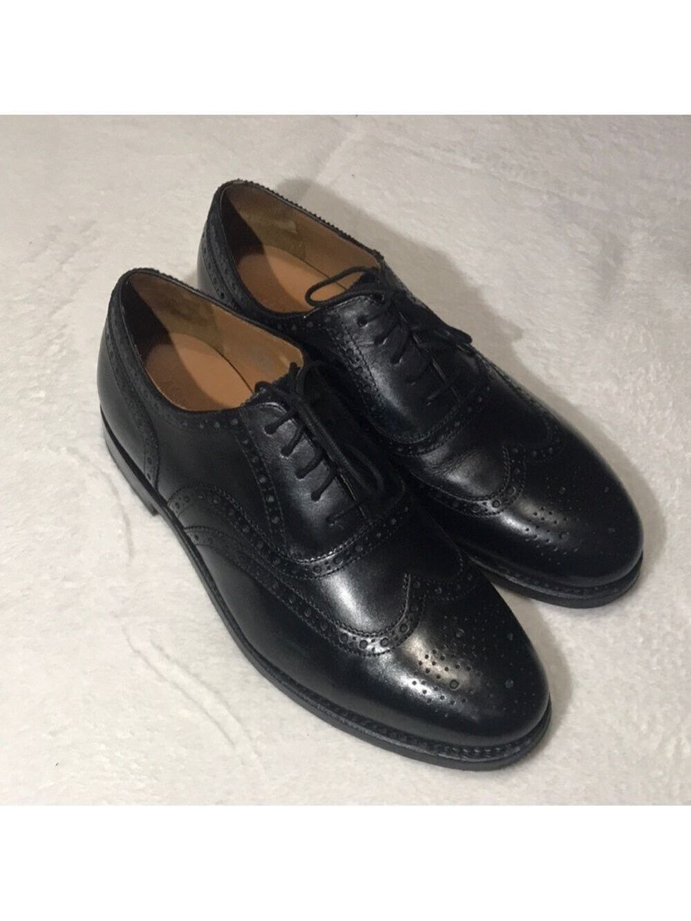 Allen Edmonds McAllister Leather Black Wingtip Oxford Shoes 10.5D
